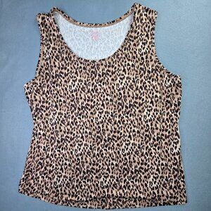 212 Collection Tank Top Womens XL Brown Black Leopard Stretch Layer Urban Chic